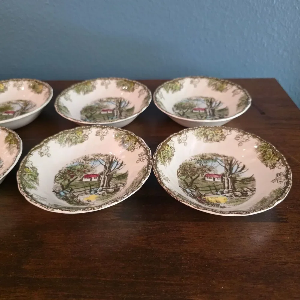 Set of 8 Johnson Bros FRIENDLY VILLAGE  Stone Wall 5